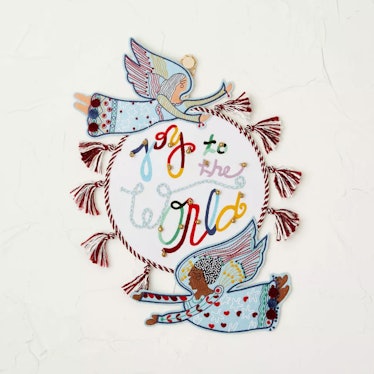 'Joy to the World' Unframed Wall Hanging White 