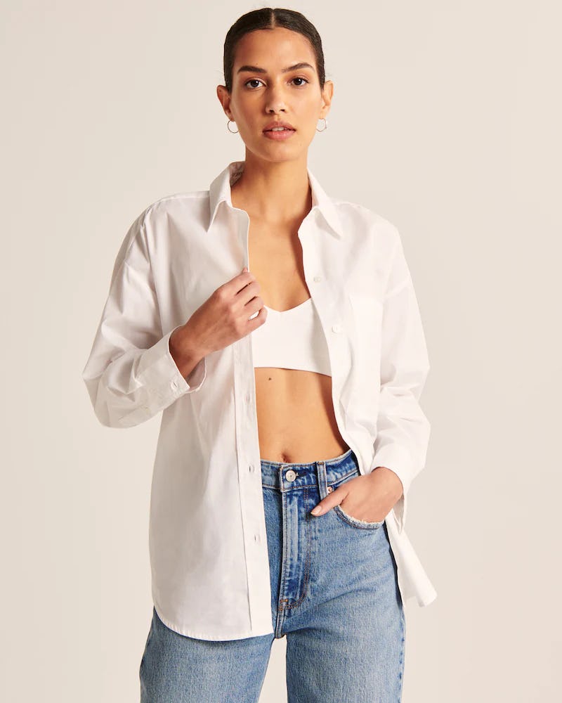 Oversized Poplin Button-Up Shirt