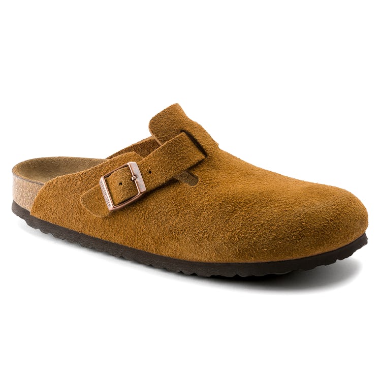 Birkenstock brown suede Boston clogs