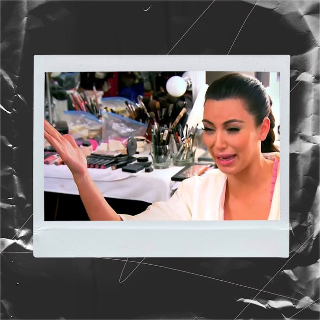 Media personality Kim Kardashian crying while the camera is filming
