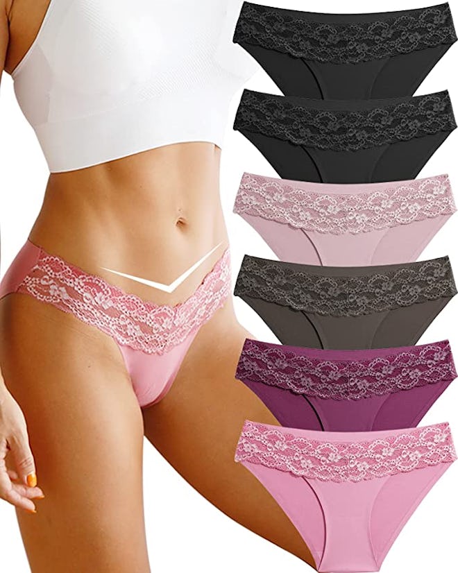 CUTE BYTE Seamless Lace Panties (6-Pack)