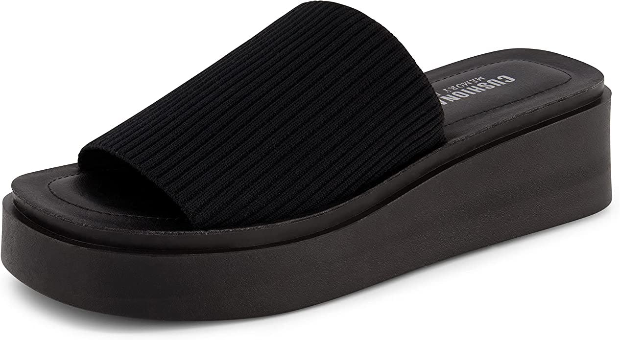 CUSHIONAIRE Knit Platform Sandal with Memory Foam