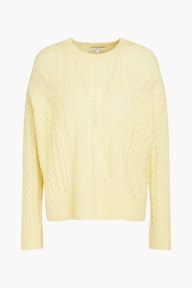Vince pastel yellow cable knit sweater