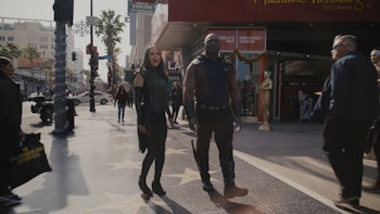 A street scene from "Guardians of the Galaxy" movie