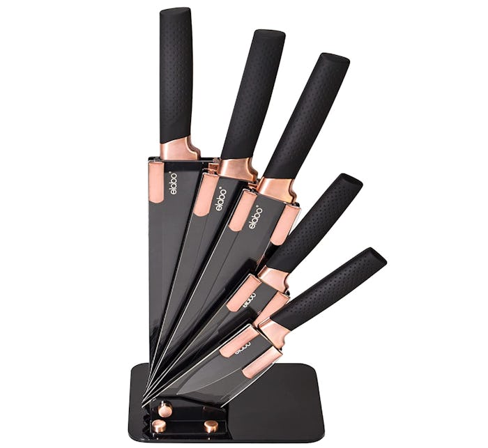  elabo 5 Piece Black Kitchen Knife Set with Stand