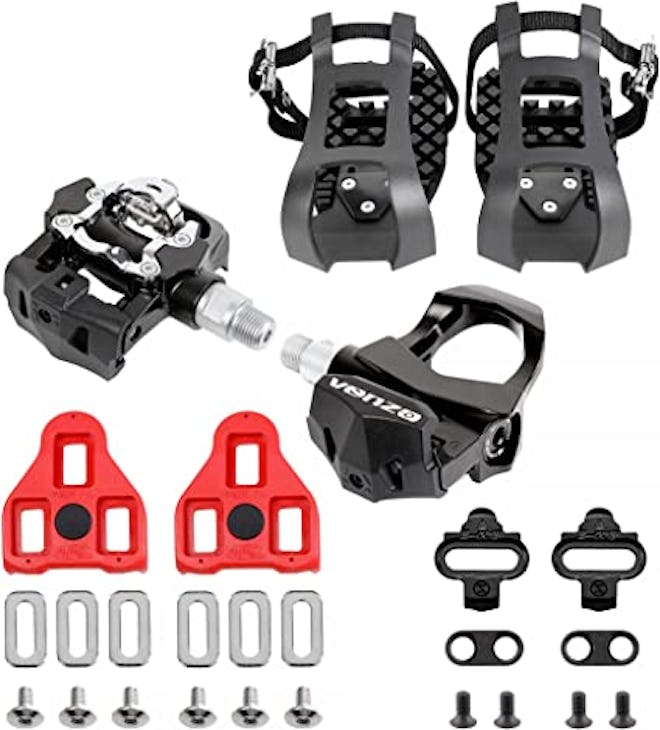 These SPD pedals for peloton bikes can accommodate SPD and Delta cleats along with athletic shoes.