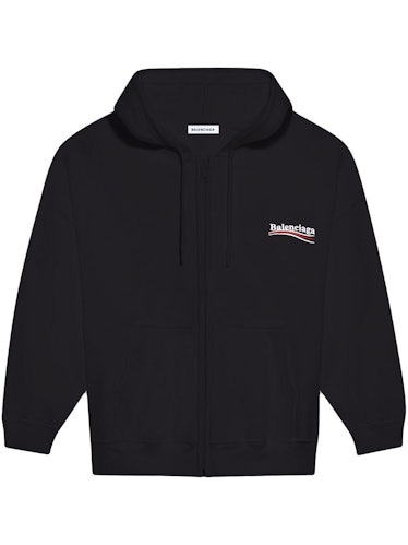 Balenciaga black logo zip-up hoodie