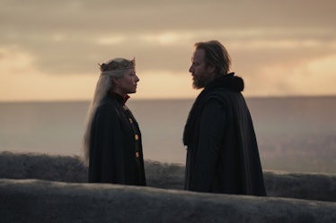 Emma D’Arcy as Rhaenyra Targaryen and Rhys Ifans as Otto Hightower in House of the Dragon Episode 10