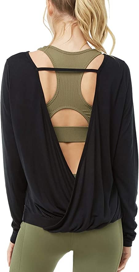 Muzniuer Loose Backless Workout T-Shirt