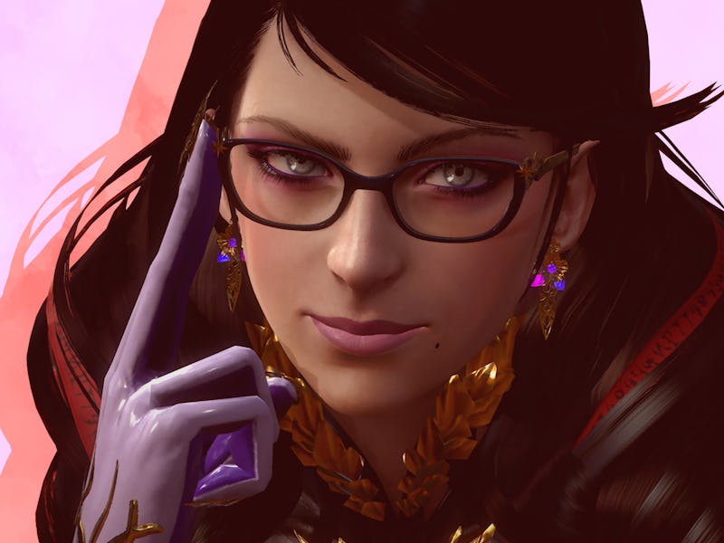 Bayonetta tilting her glasses up