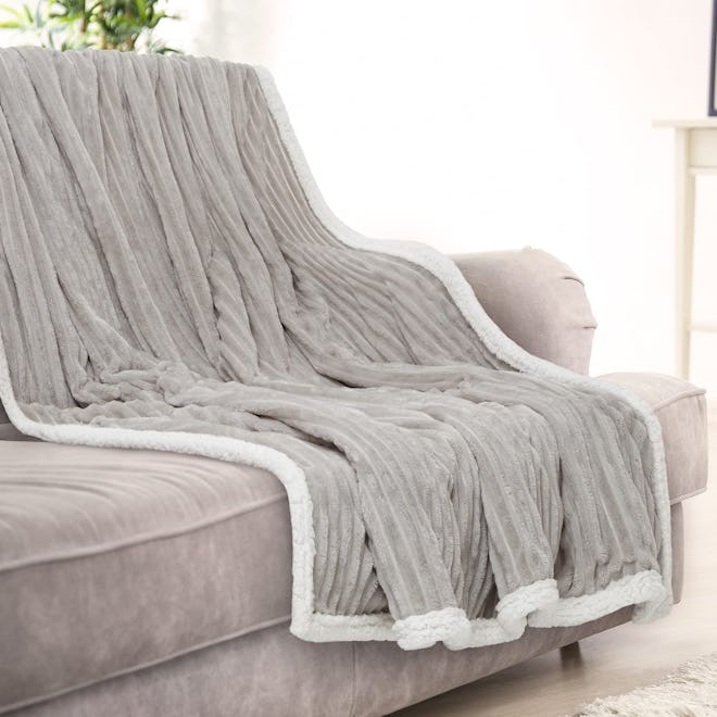 Green Orange Sherpa Blanket Fleece Throw