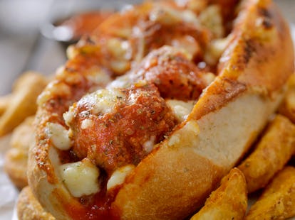 Open faced meatball subs