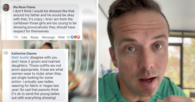 A dad on TikTok shut down commenters who said that his daughters were dressed inappropriately for ho...