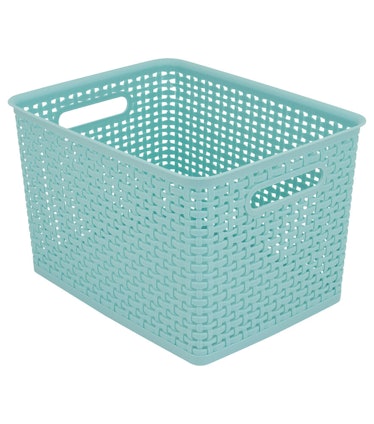 Taylor Swift's "Anti-Hero" music video decor for your home includes this teal wastebasket. 
