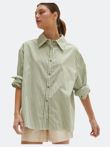 Crescent green pinstripe putton-down shirt