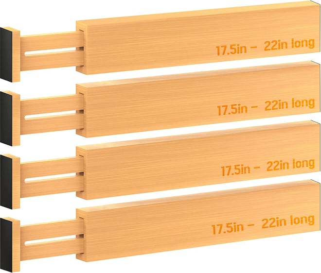 Bambüsi Large Bamboo Drawer Divider Organizers (4-Pack)