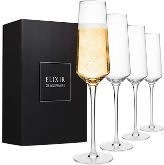ELIXIR GLASSWARE Champagne Flutes (Set of 4)