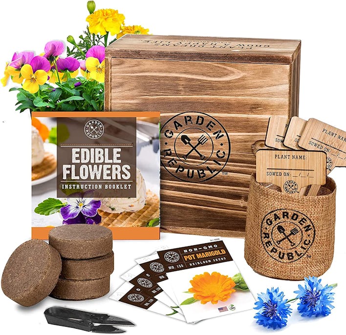 GARDEN REPUBLIC Edible Flowers Indoor Garden Seed Starter Kit 