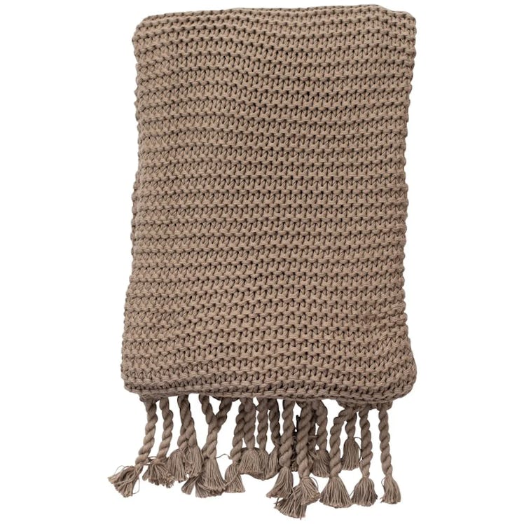 Stone Organic Cotton Comfy Knit Throw