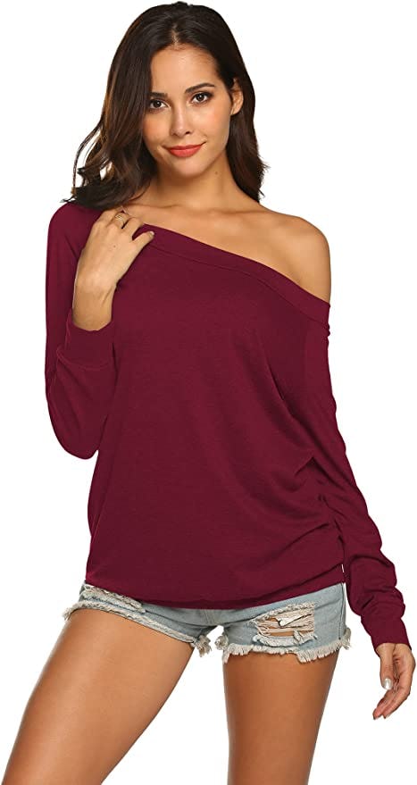 Halife Long Sleeve Boat Neck Off Shoulder Top