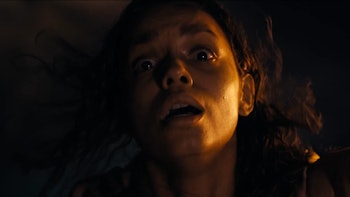 Georgina Campbell in dark in a "Barbarian" scene