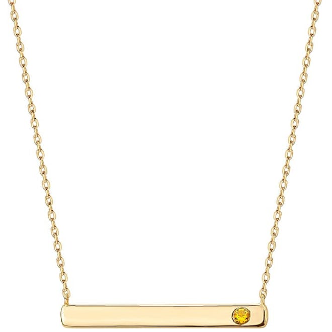 PAVOI 14K Gold Plated Crystal Birthstone Bar Necklace