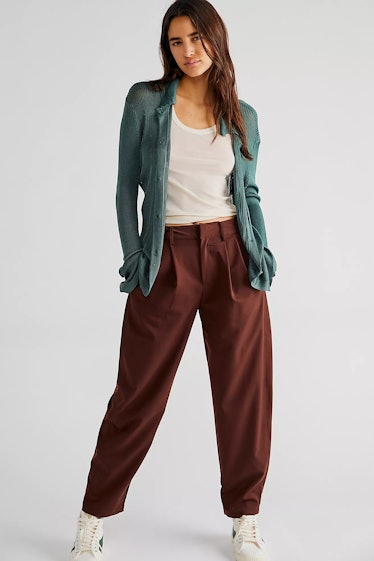 Free People brown tapered trousers