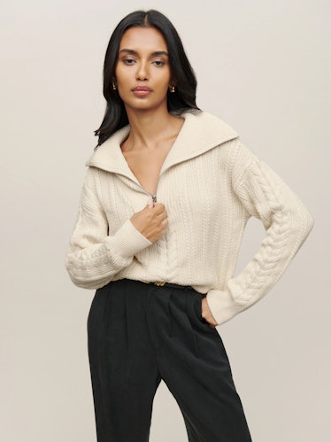 Lucca Cotton Cable Half Zip Sweater