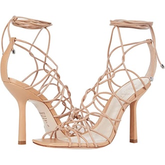 a pair of strappy nude heels from schutz