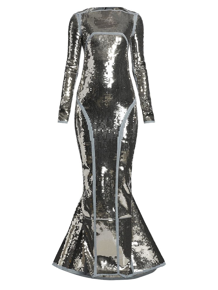 Rick Owens silver sequin mermaid gown