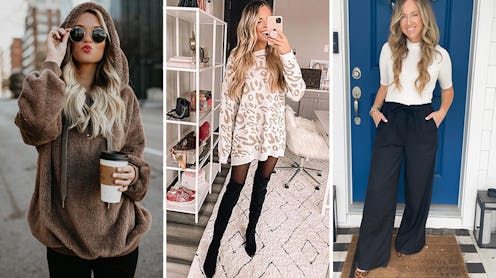 The Yanekop Sherpa Hoodie, PRETTYGARDEN's Oversized Sweater and LIYOHON's Turtleneck T-Shirt modelle...