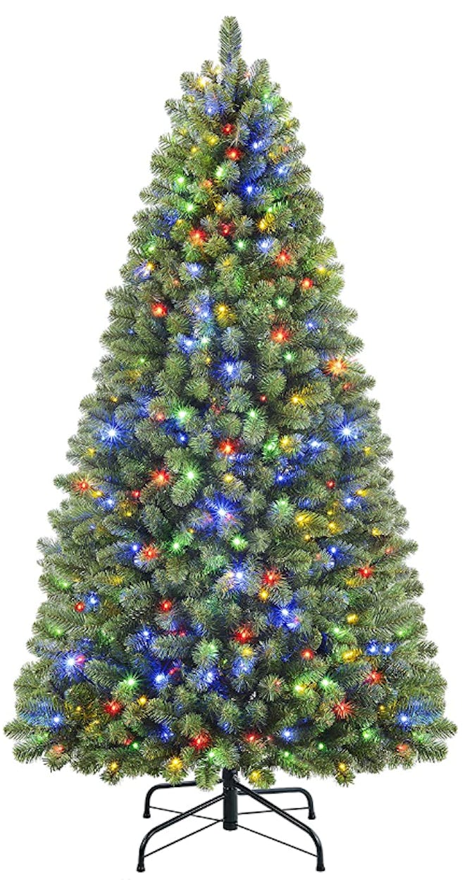 This SHareconn 6' Pre-Lit Premium Artificial Hinged Christmas Tree is one of the best flame-retardan...