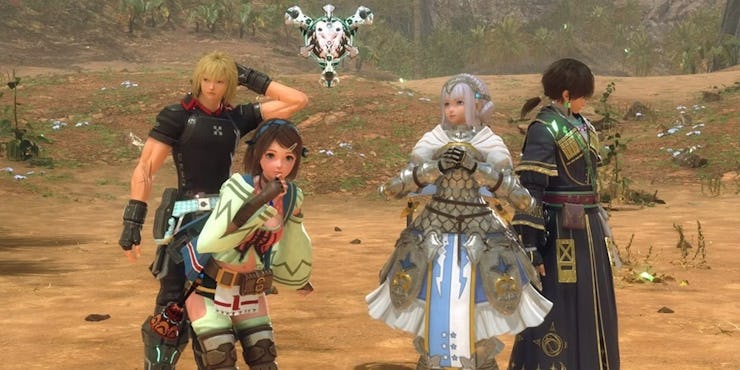 The characters in Star Ocean: The Divine Force standing in a field