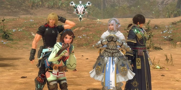 The characters in Star Ocean: The Divine Force standing in a field 