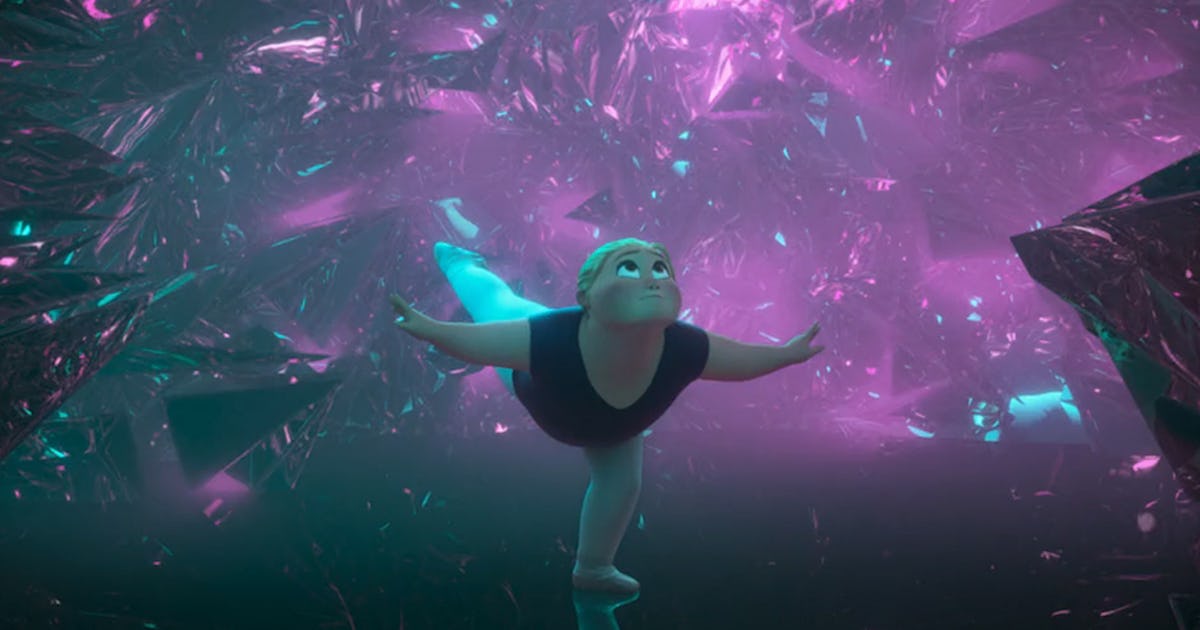 Bianca dances amidst glowing purple/blue air.