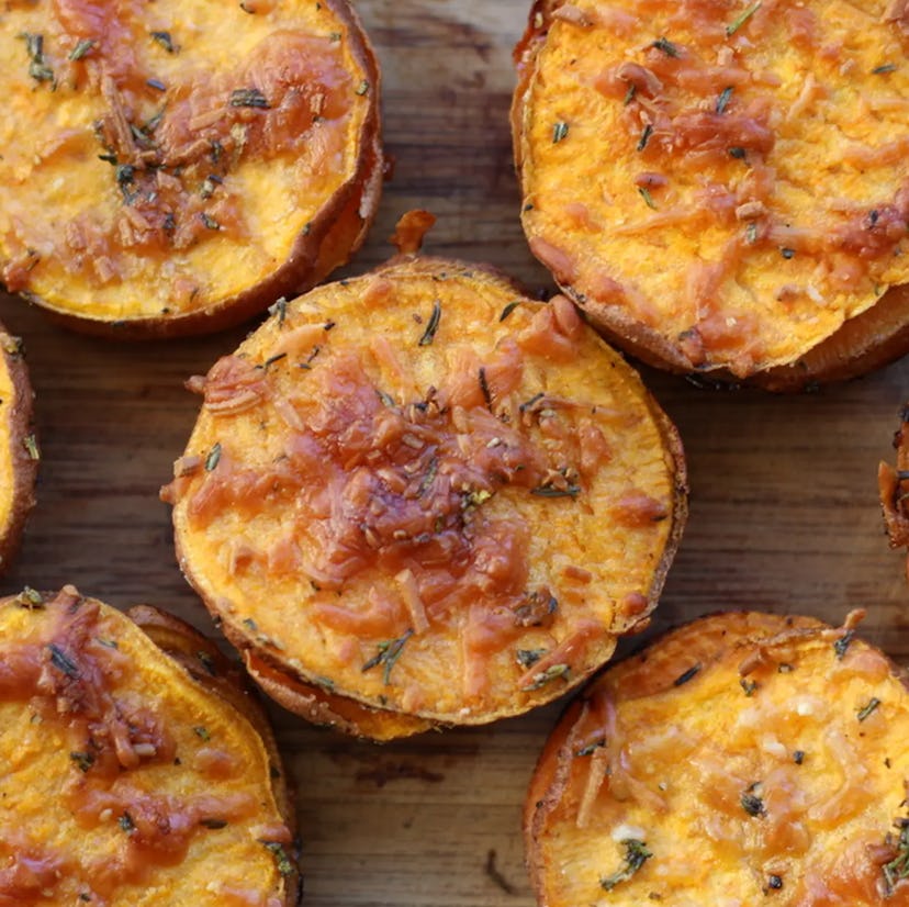 Sweet potato stacks are an easy sweet potato recipe to make.