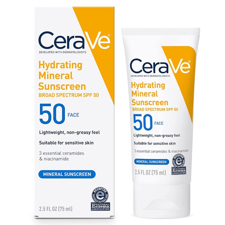 cerave hydrating mineral sunscreen spf 50 is the best drugstore sunscreen with niacinamide to use wi...