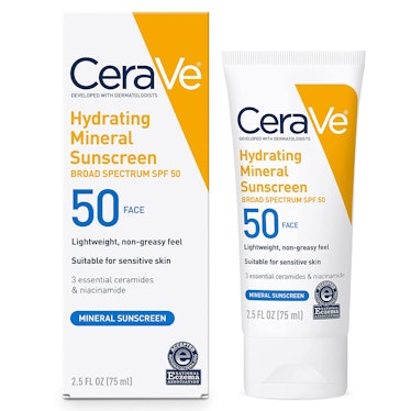 cerave hydrating mineral sunscreen spf 50 is the best drugstore sunscreen with niacinamide to use wi...