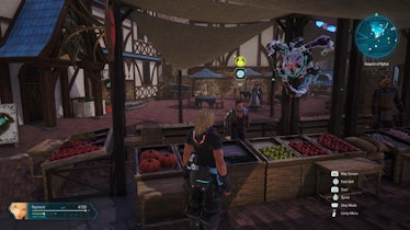 A character picking up silver at the store in the Seaport of Rythal in Star Ocean: The Divine Force