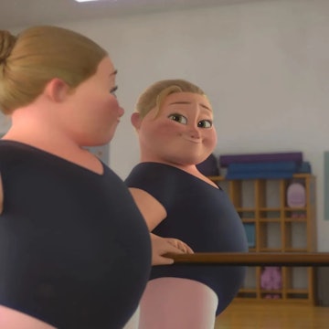 A still from 'Reflect' a short animated film featuring a plus-size ballerina named Bianca.