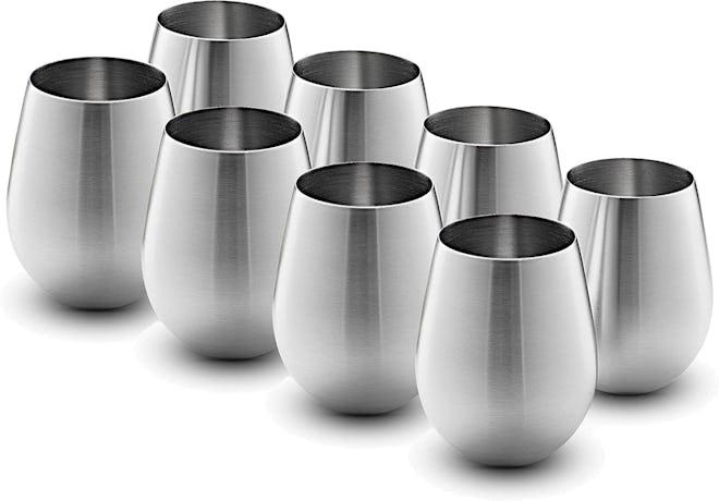 FineDine Stainless Steel Wine Glasses - Set of 8