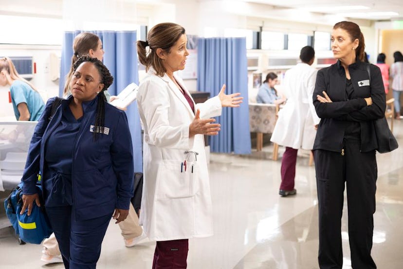 Chandra Wilson as Miranda Bailey, ‘Private Practice’ alum Laura Niemi, and Kate Walsh as Addison Mon…
