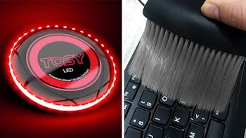 A TOSY Rechargeable LED Frisbee and an Ajxn Interior Dust Brush for Cars