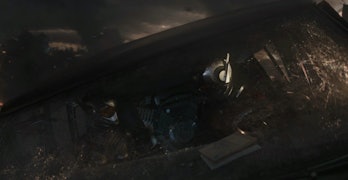 Scott Lang (Paul Rudd) and Hope van Dyne (Evangeline Lilly) sit in a van together in Avengers: Endga...