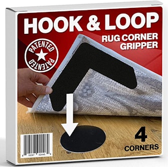 Hook and Loop Premium L Shape Rug Corner Gripper (4-Pack)