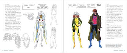 Model sheets of Storm, Rogue and Gambit for X-Men: The Animated Series. 