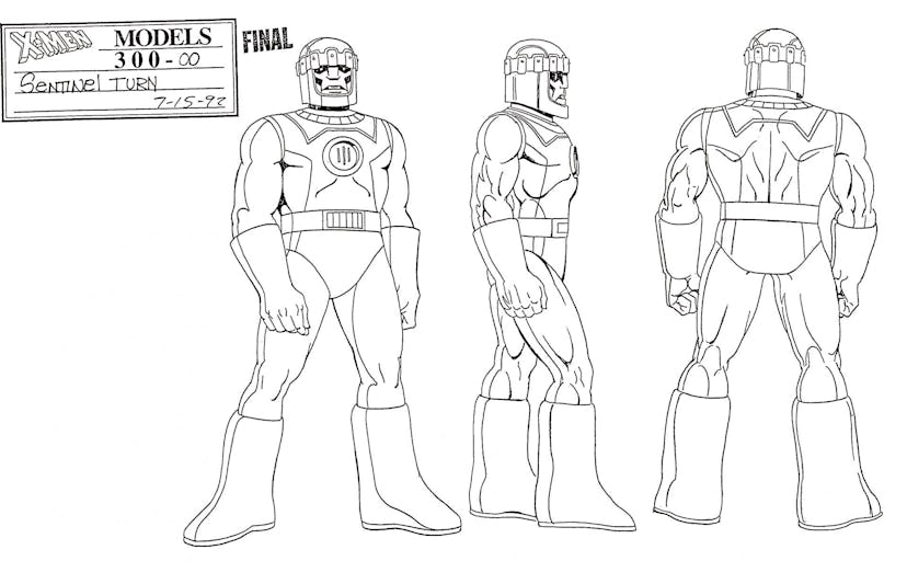 Model Sheet for the Sentinels for X-Men: The Animated Series.