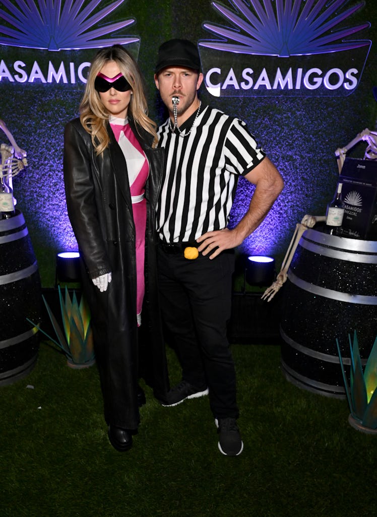 Zoey Deutch and Jimmy Tatro as a Pink Power Ranger and Referee for Halloween 2022