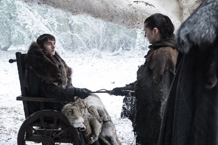 Isaac Hempstead-Wright and Maisie Williams as Bran and Arya Stark in Game of Thrones