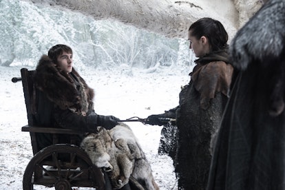 Isaac Hempstead-Wright and Maisie Williams as Bran and Arya Stark in Game of Thrones